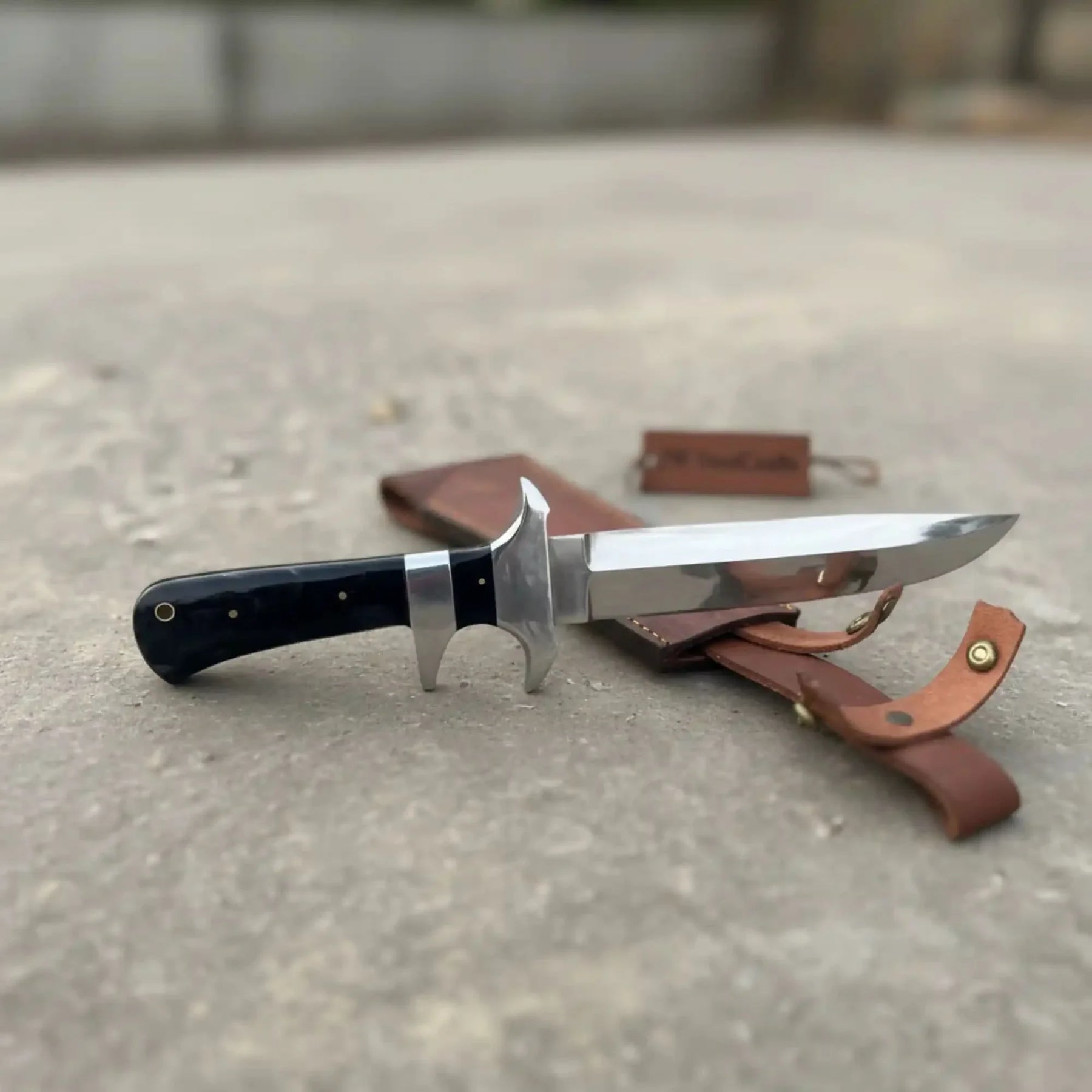 Dirk Knife Single Edge Blade | Scottish Style Fighting Knife by JW SteelCrafts, Damascus knife detail photo 3