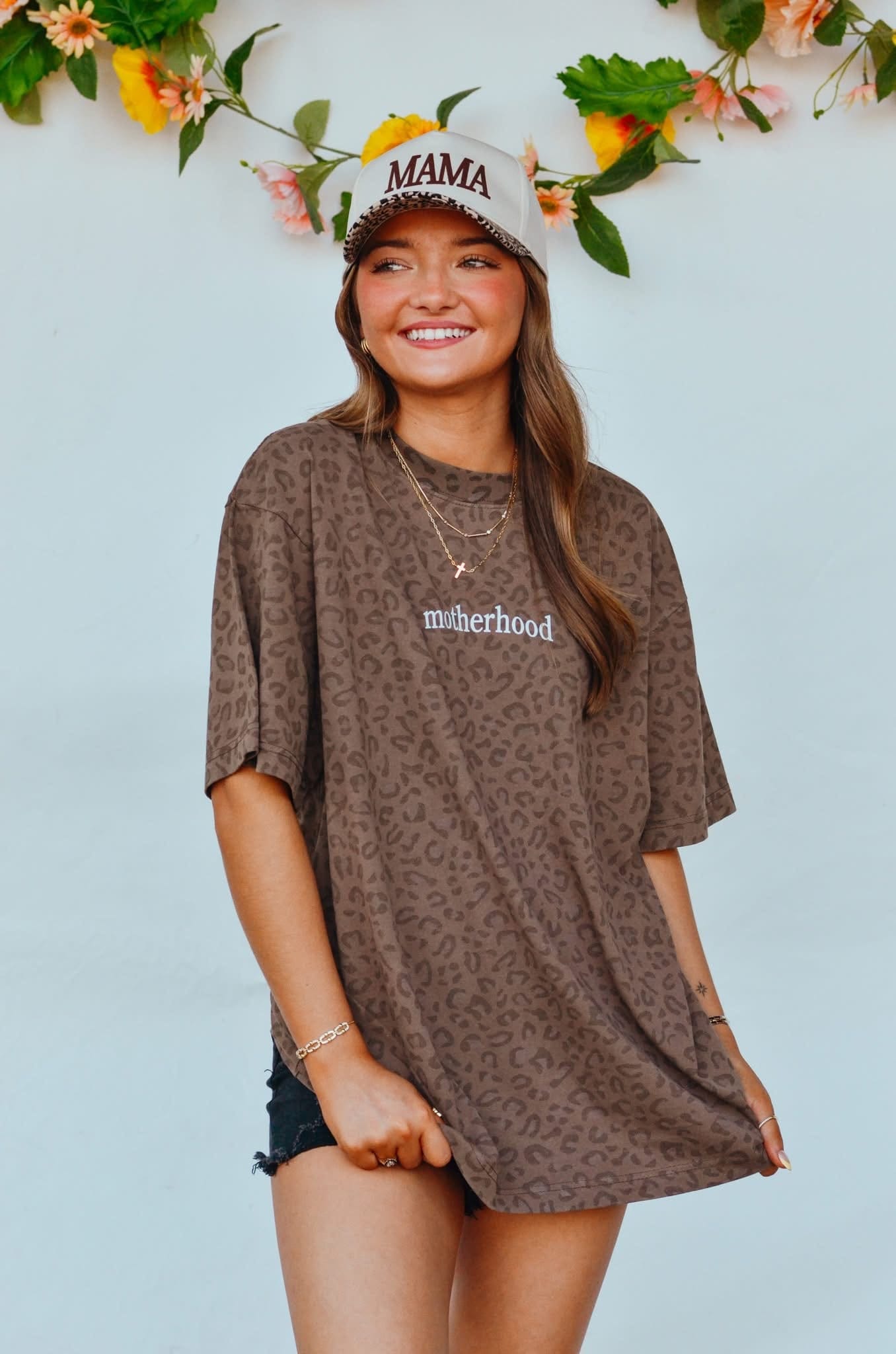 Motherhood Leopard Tee detail view by Southern Bliss Company