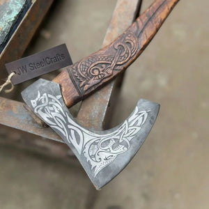 Skeggox Style Viking Bearded Axe Hand Forged | Outdoor Utility Tool by JW SteelCrafts, handmade axe detail photo 5