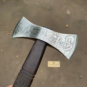American Double Bit Axe Wood Handle | Outdoor Cutting Tool by JW SteelCrafts, handmade axe main product photo