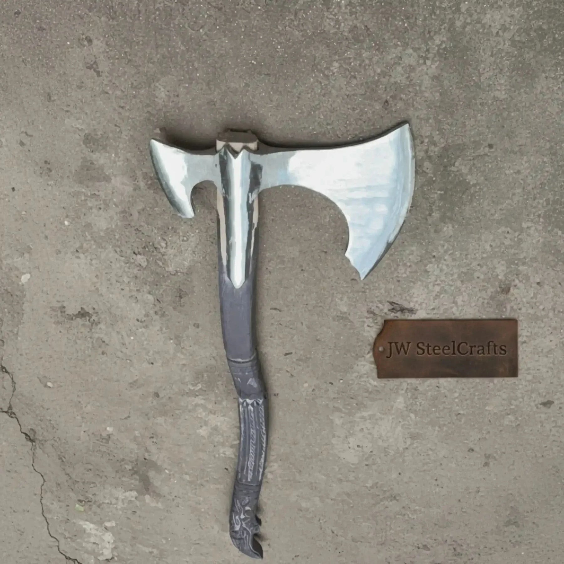 Spike War Axe Medieval Style Steel Head Wood Handle Outdoor Axe by JW SteelCrafts, Southern lifestyle apparel detail photo 2