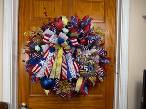 America 250 Celebration Wreath | 1776–2026 Patriotic Front Door Wreath | Handmade USA Bicentennial Decor | Fourth of July