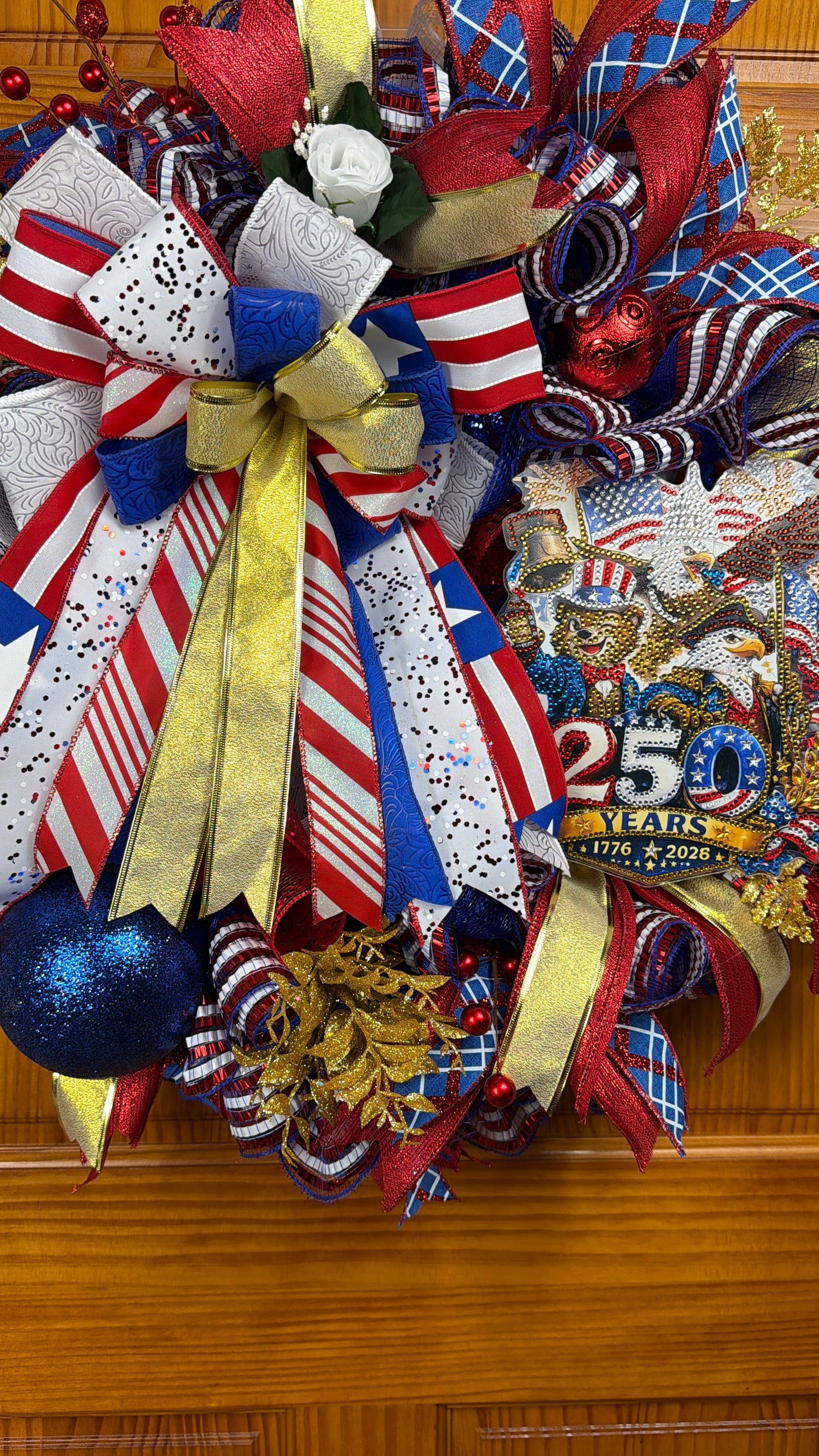 America 250 Celebration Wreath | 1776–2026 Patriotic Front Door Wreath | Handmade USA Bicentennial Decor | Fourth of July