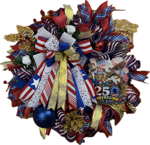 America 250 Celebration Wreath | 1776–2026 Patriotic Front Door Wreath | Handmade USA Bicentennial Decor | Fourth of July