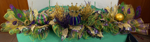 Mardi Gras garland , Purple Green Gold Mantel Swag, Carnival Table Arrangement, New Orleans Decor detail view by Bouge