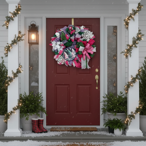 Pink and Purple Christmas Wreath handmade by Bouge Creations in Mississippi