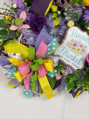 Everyday Wreath | Flower Market Wreath | Spring Wildflowers | Butterfly Front Door Decor detail view by Bouge Creations