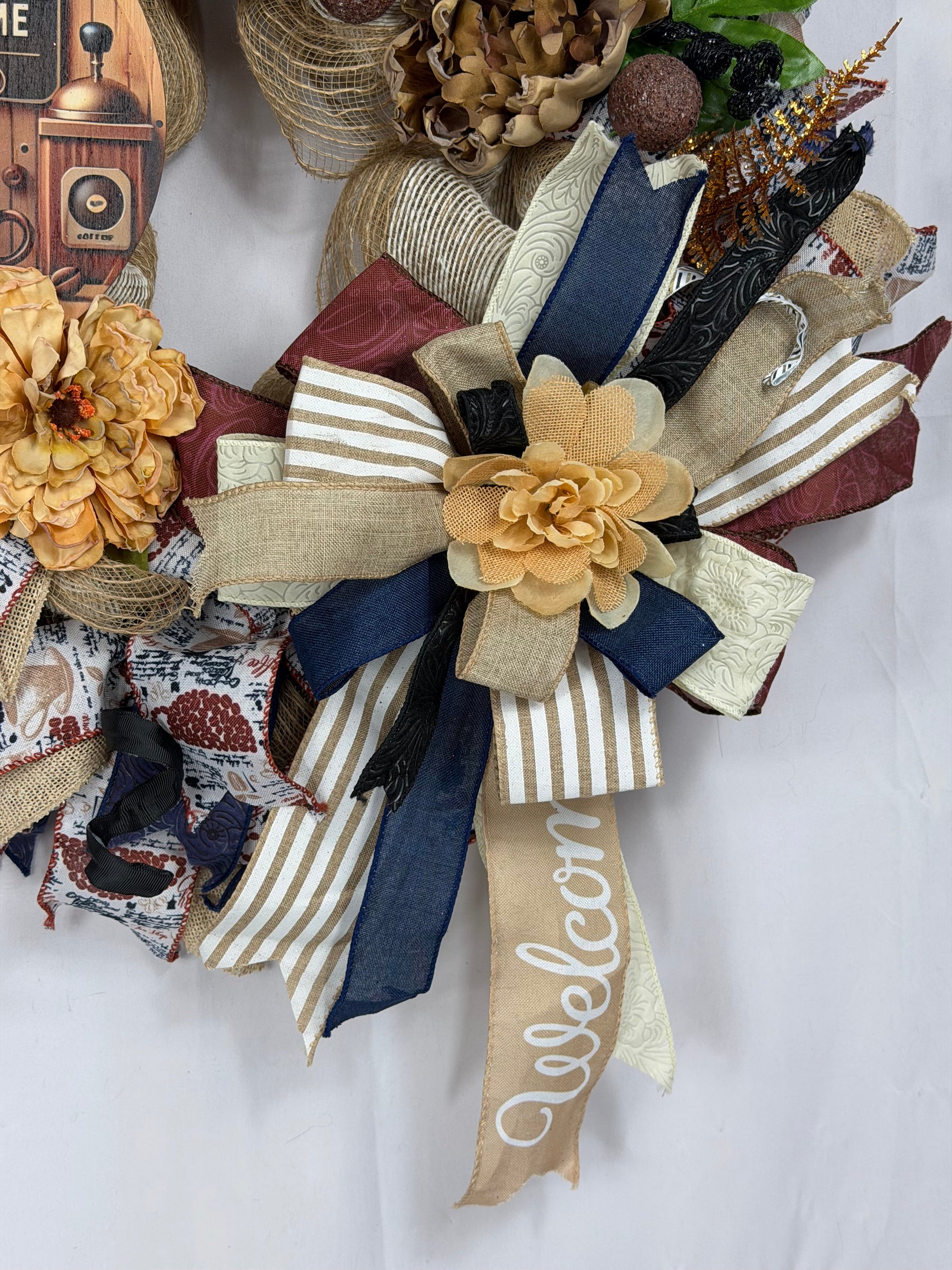 Coffee Lover's Wreath | Handmade Coffee Time Front Door Wreath | Farmhouse Kitchen Decor | Coffee Bar Wreath | Rustic Coffee