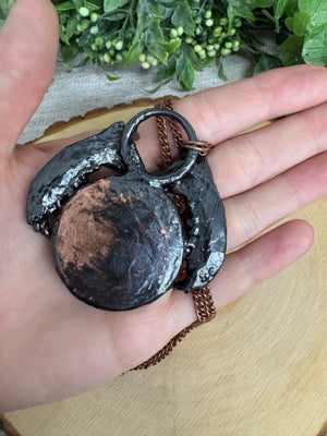 Lilith- Mink Jawbone and Labradorite Necklace detail view by Copper Ashes