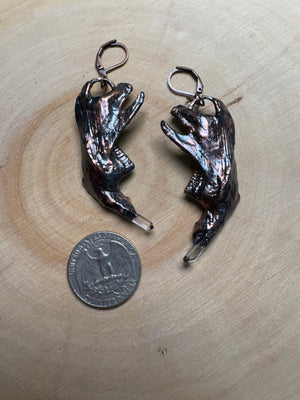 Beltharion- Muskrat Jawbone and Quartz Earrings detail view by Copper Ashes