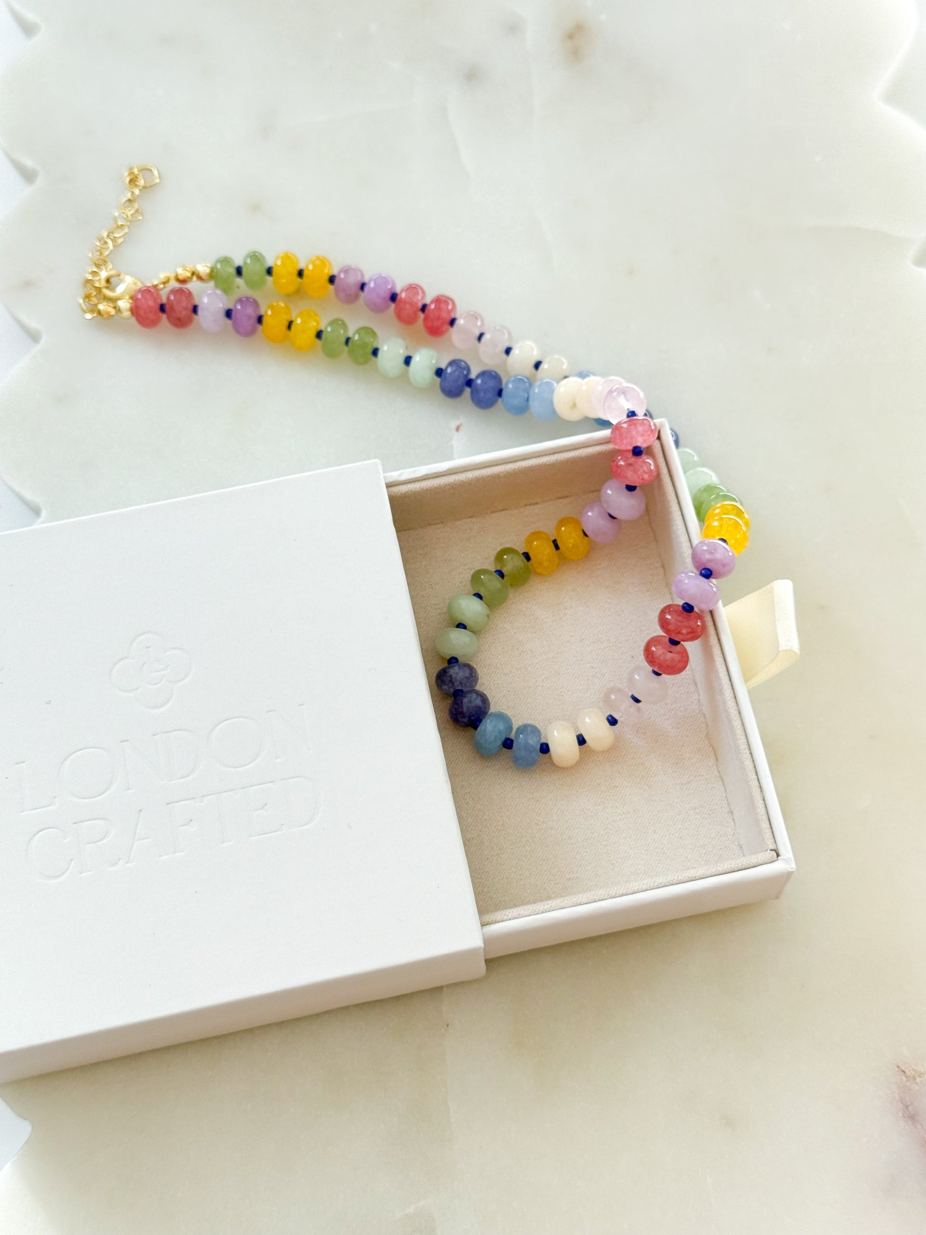 The Tilly Multicolor Beaded Necklace detail view by London Crafted