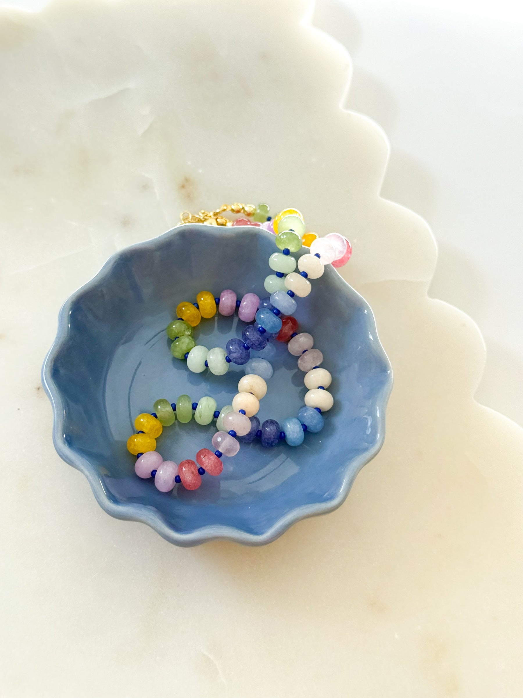 The Tilly Multicolor Beaded Necklace detail view by London Crafted