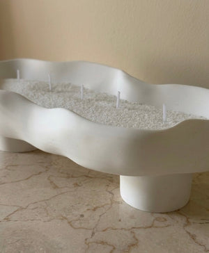 Scalloped Candle Tray-Refillable Sand Wax Candle Vessel
