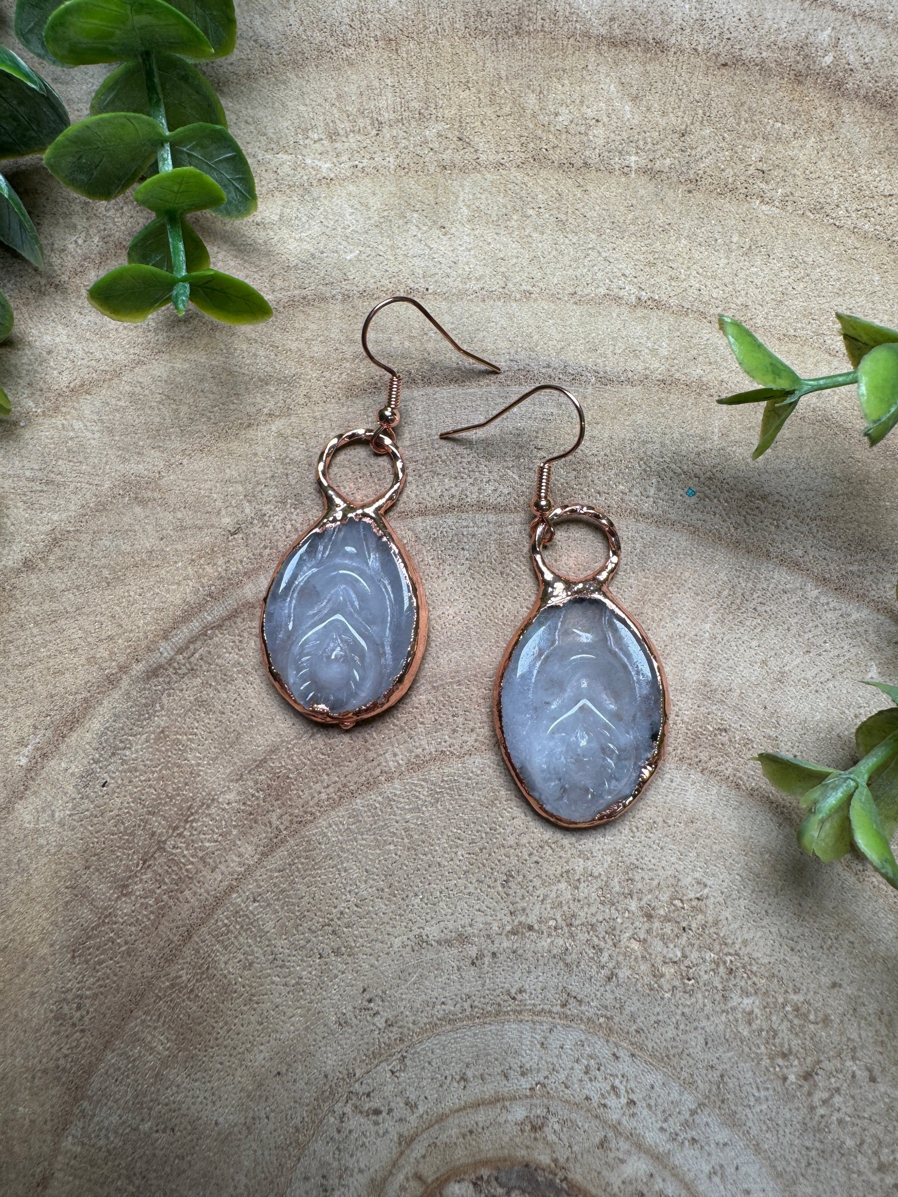 Clear Quartz Yoni Earrings by Copper Ashes