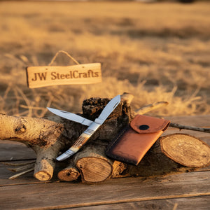 Two-Blade Trapper Knife with Synthetic Stag Horn Handle by JW SteelCrafts