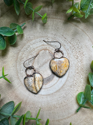 Landscape Jasper Heart Earrings by Copper Ashes