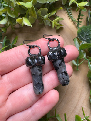 Larvikite Penis Earrings by Copper Ashes