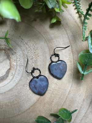 Ocean Jasper Heart Earrings detail view by Copper Ashes