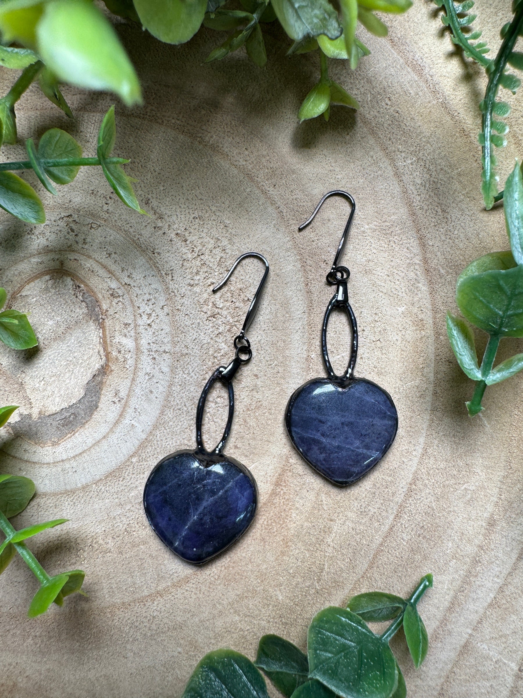 Blue Aventurine Heart Earrings by Copper Ashes
