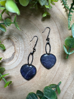 Blue Aventurine Heart Earrings by Copper Ashes