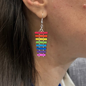 Rainbow Xylophone Wooden Earrings | Music Teacher Jewelry by Cate's Concepts, LLC, Southern food gift detail photo 4