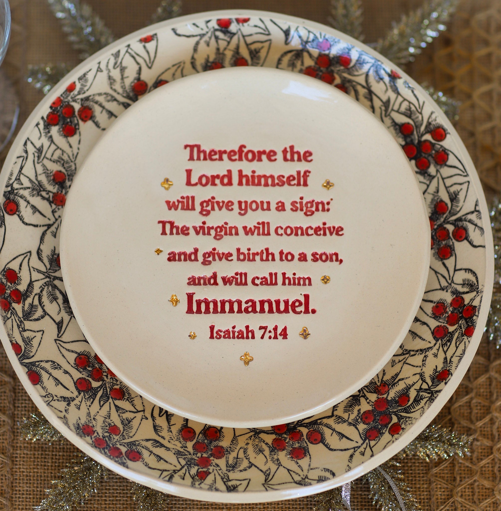 Prodigal Pottery Christmas Scripture Plates — product view 1