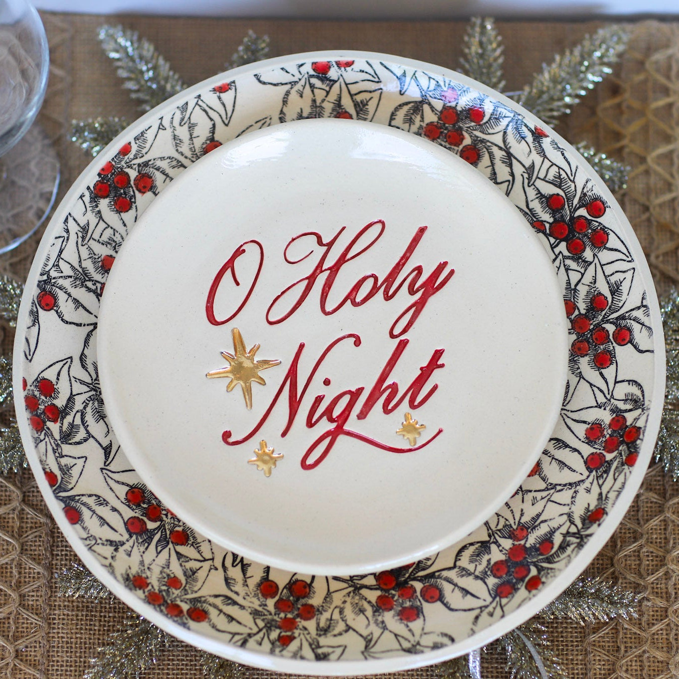 Prodigal Pottery Ceramic O Holy Night Plate — product view 1