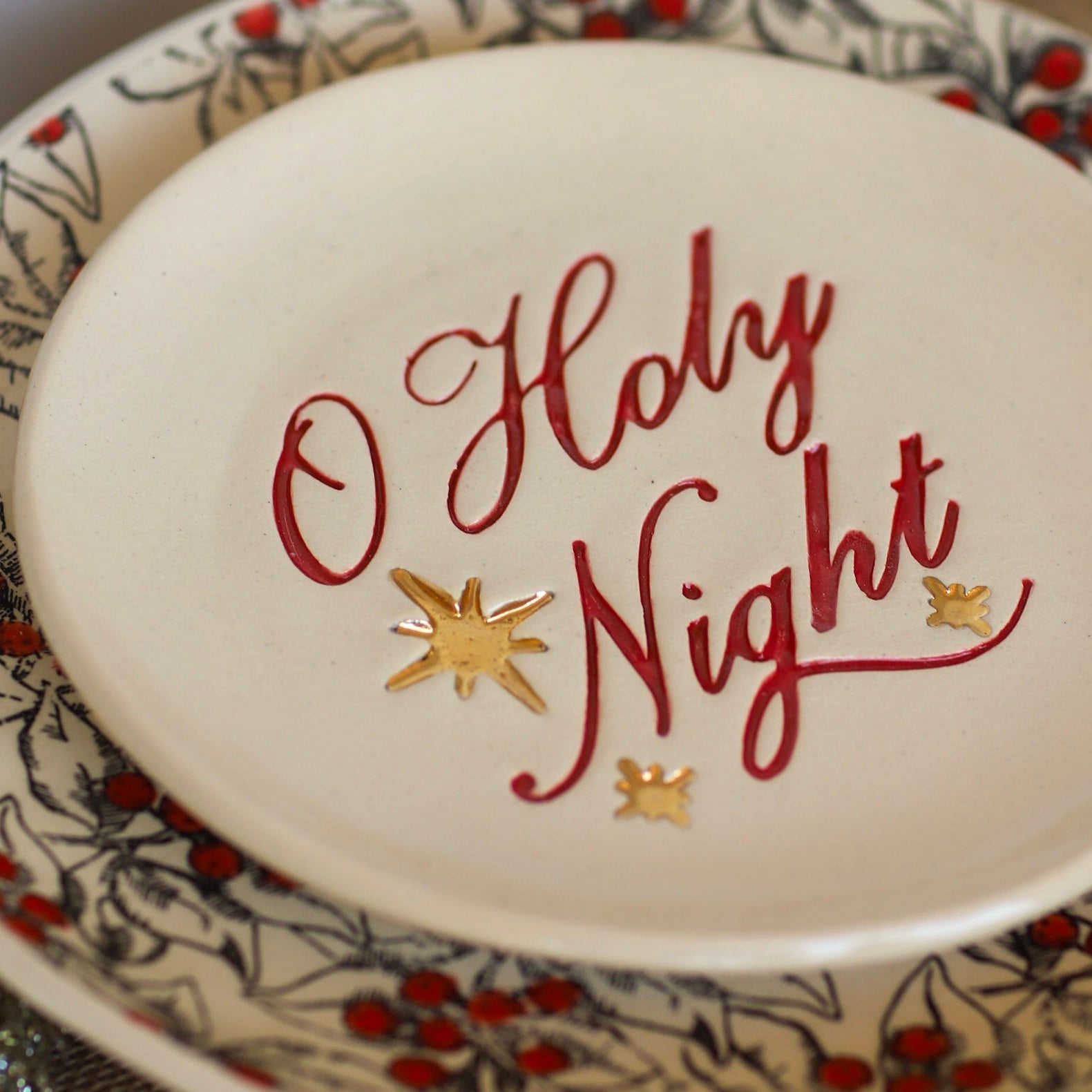 Prodigal Pottery Ceramic O Holy Night Plate — product view 2