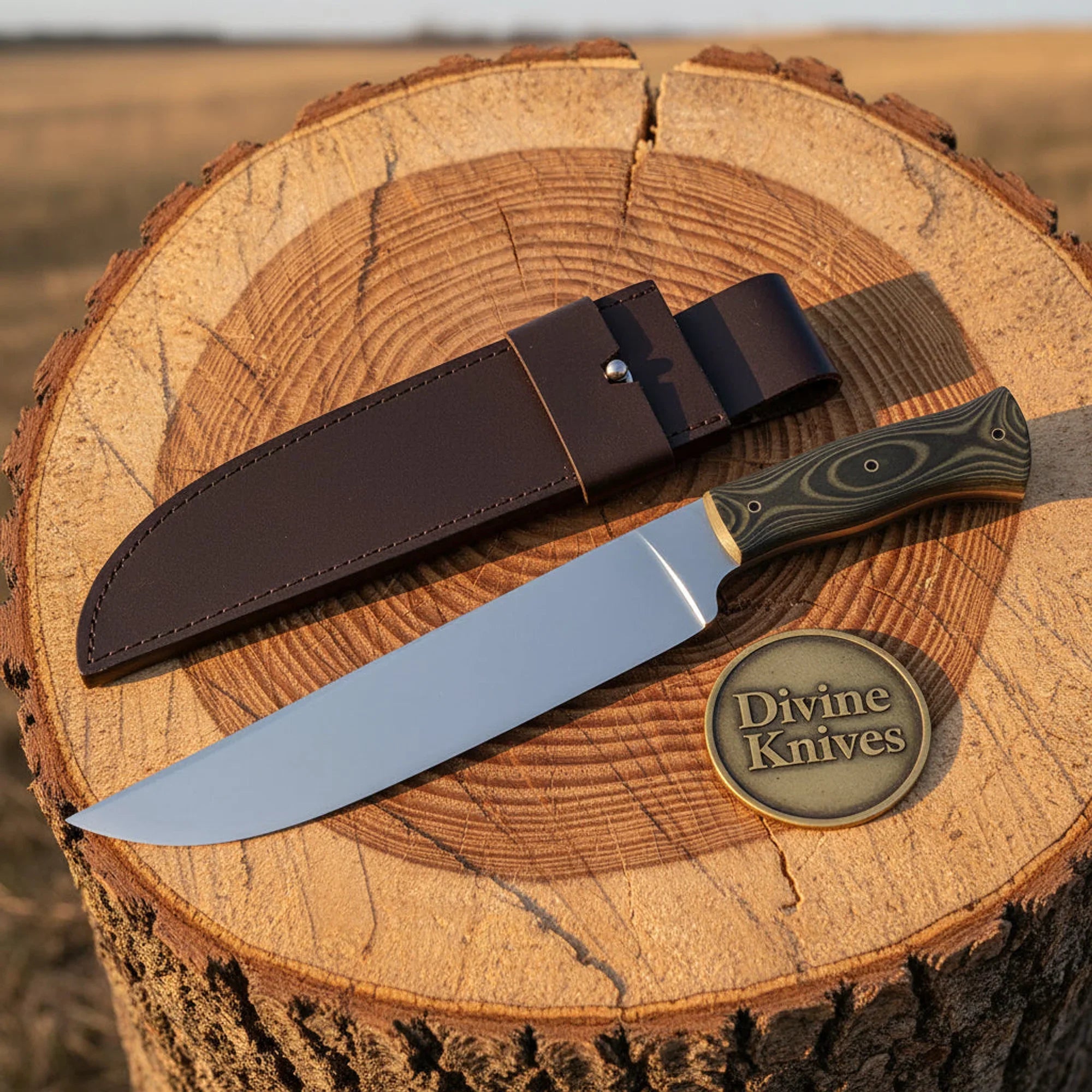 Bushcraft Knife with Micarta Handle – Handcrafted Fixed Blade Outdoor Tool with Sheath by Divine Knives