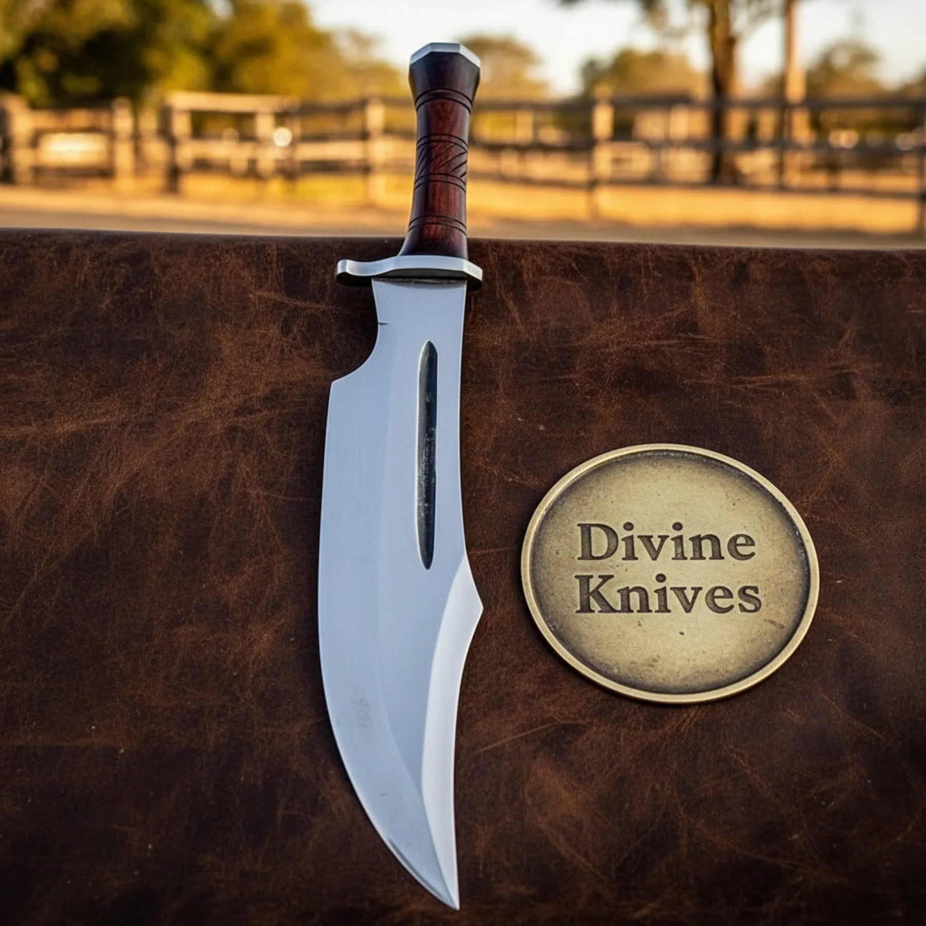 Teal Wood Handle Damascus Chef Knife for Precision Kitchen Cutting by Divine Knives
