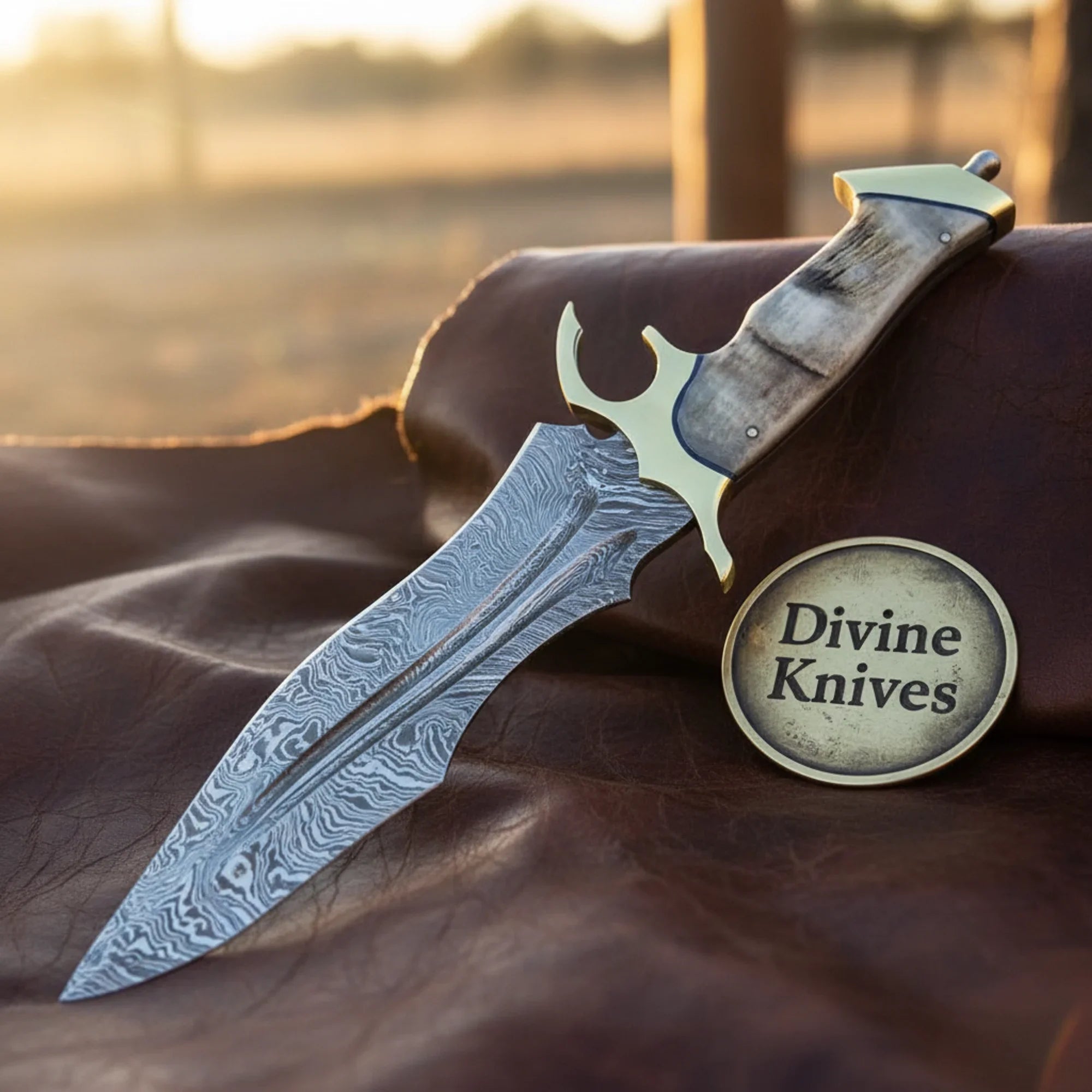 Handmade Rustic Chef Knife with Wood Handle – Forged Kitchen Knife for Daily Cooking by Divine Knives