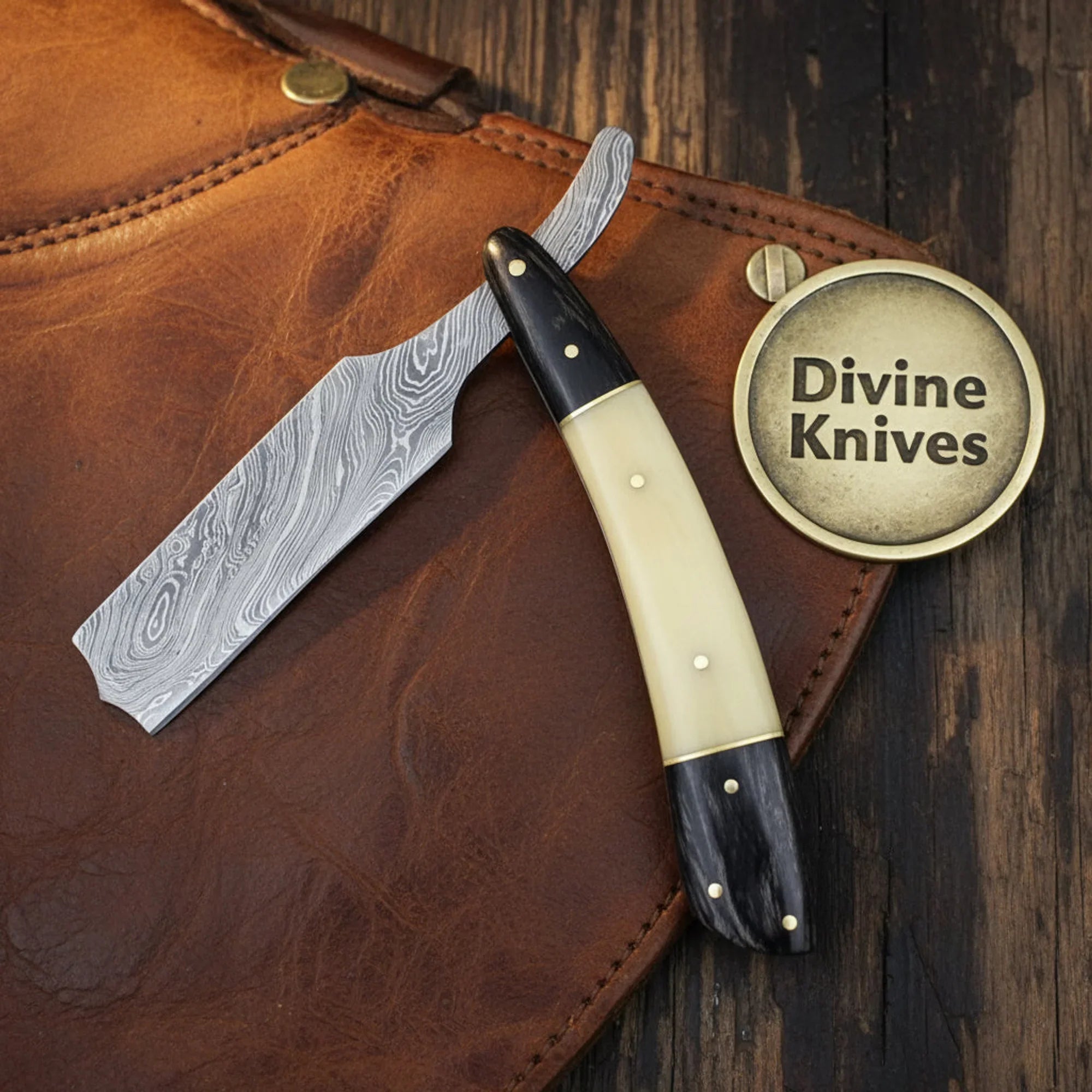 Damascus EDC Knife with Cord-Wrapped Handle – Handcrafted Everyday Carry Blade with Western Sheath by Divine Knives