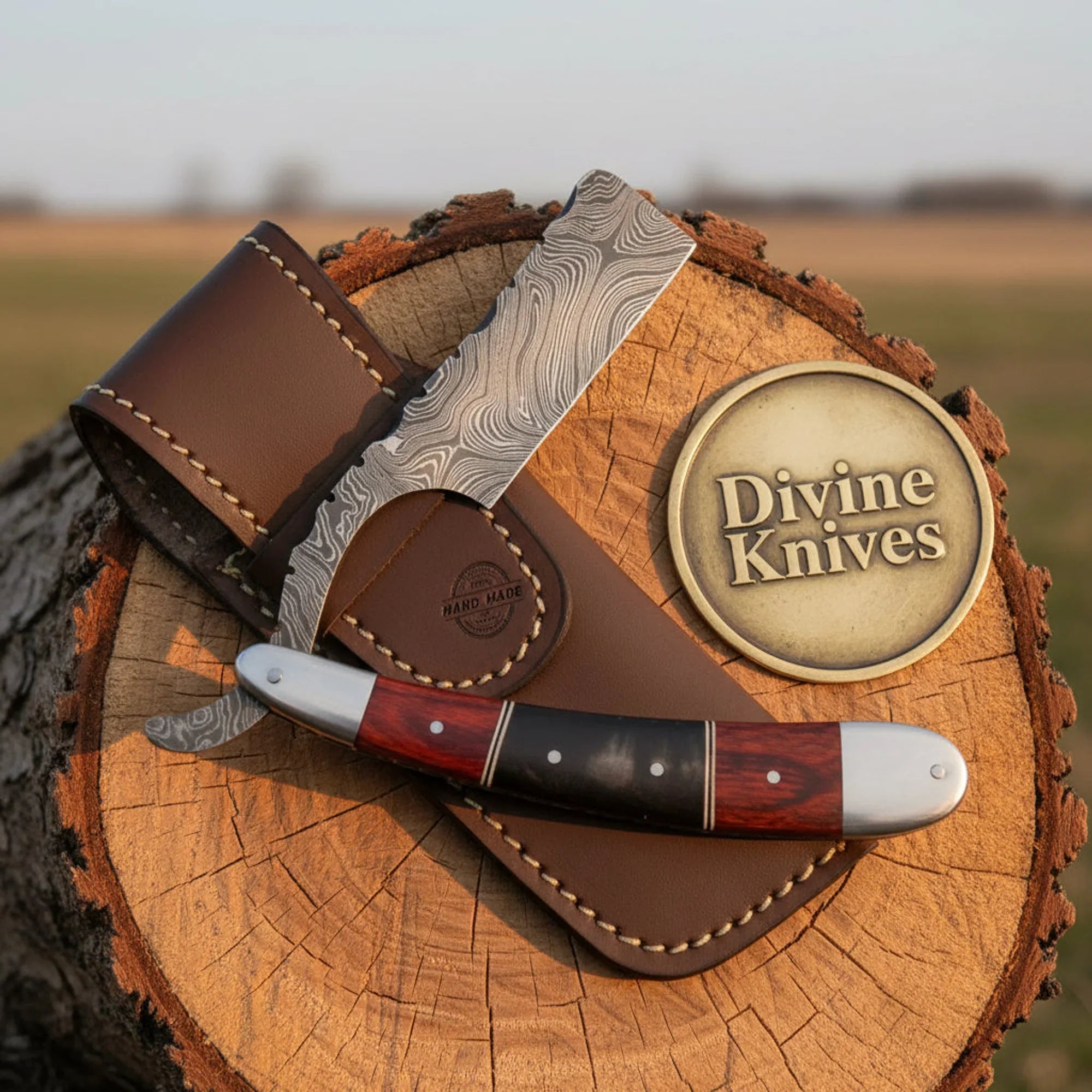 Red Pakkawood & Black Resin Straight Razor with Steel Bolsters – Handcrafted Cut-Throat Razor (4–5 Inch) by Divine Knives