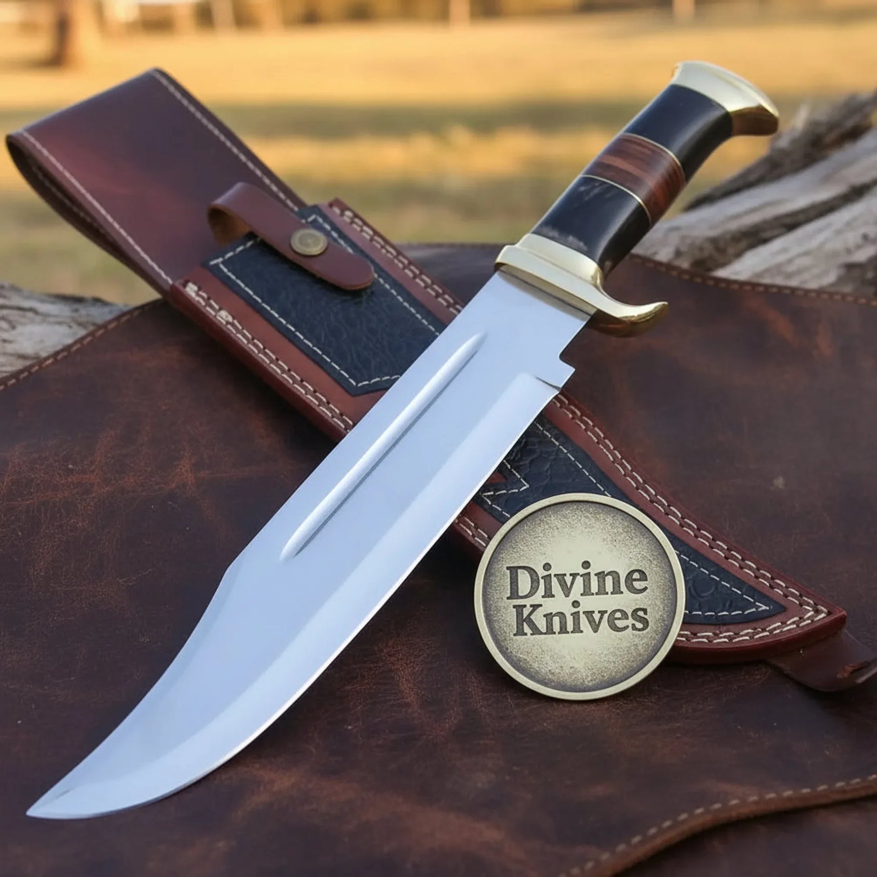 Handcrafted Damascus Bearded Axe with Durable Wood Handle by Divine Knives