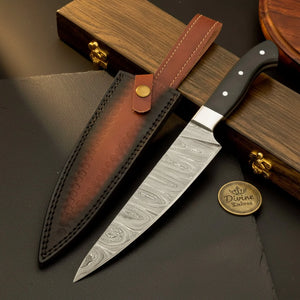 Classic Bowie Knife with Wood Handle & Leather Sheath – Handcrafted Outdoor Collector's Piece by Divine Knives