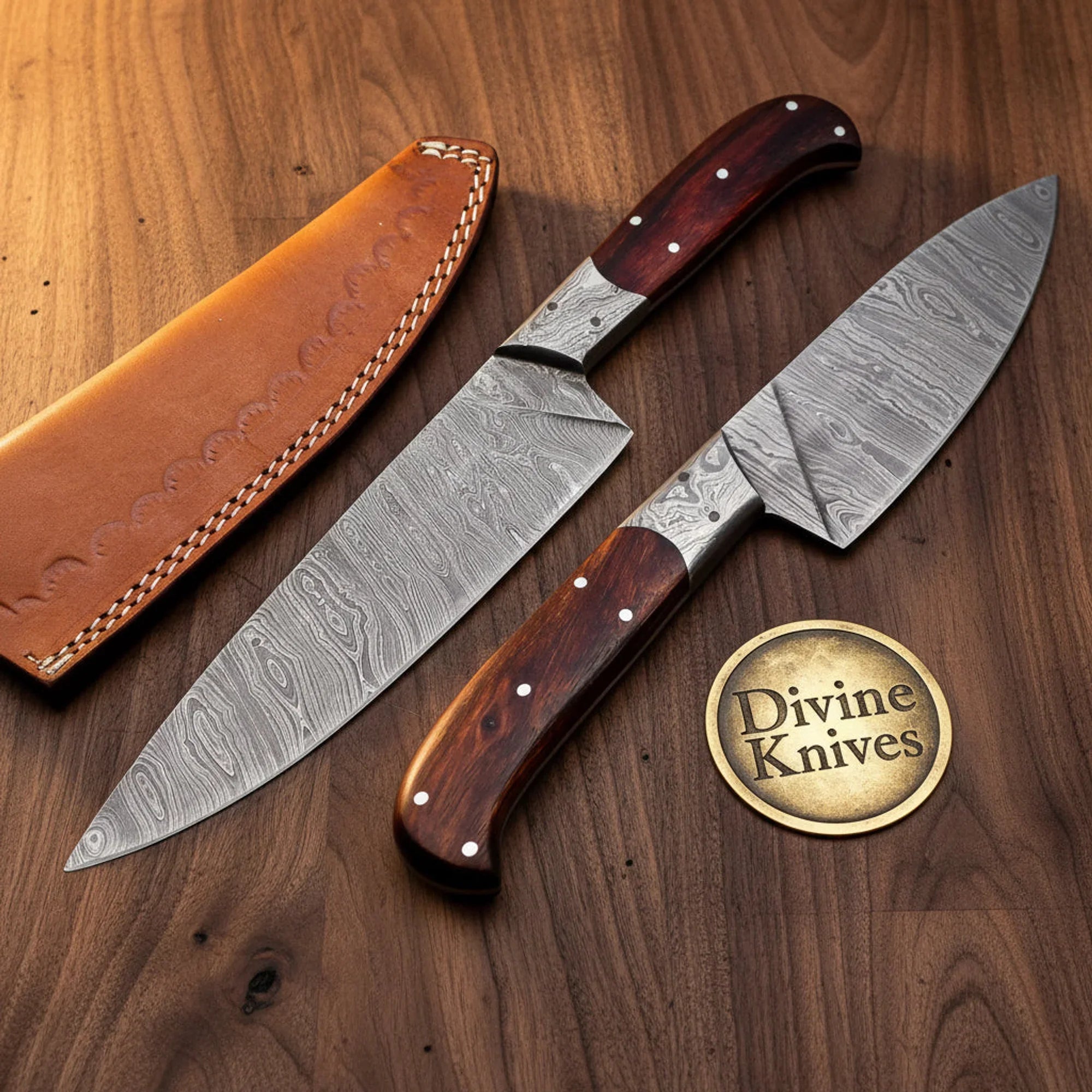 Stag Handle Bowie Knife with Leather Sheath – Handcrafted Classic Outdoor & Collector's Piece by Divine Knives
