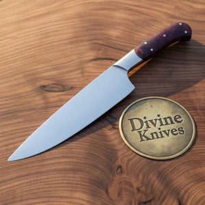 Damascus Utility Knife with Resin Handle – Handcrafted Small Kitchen Knife with Sheath by Divine Knives