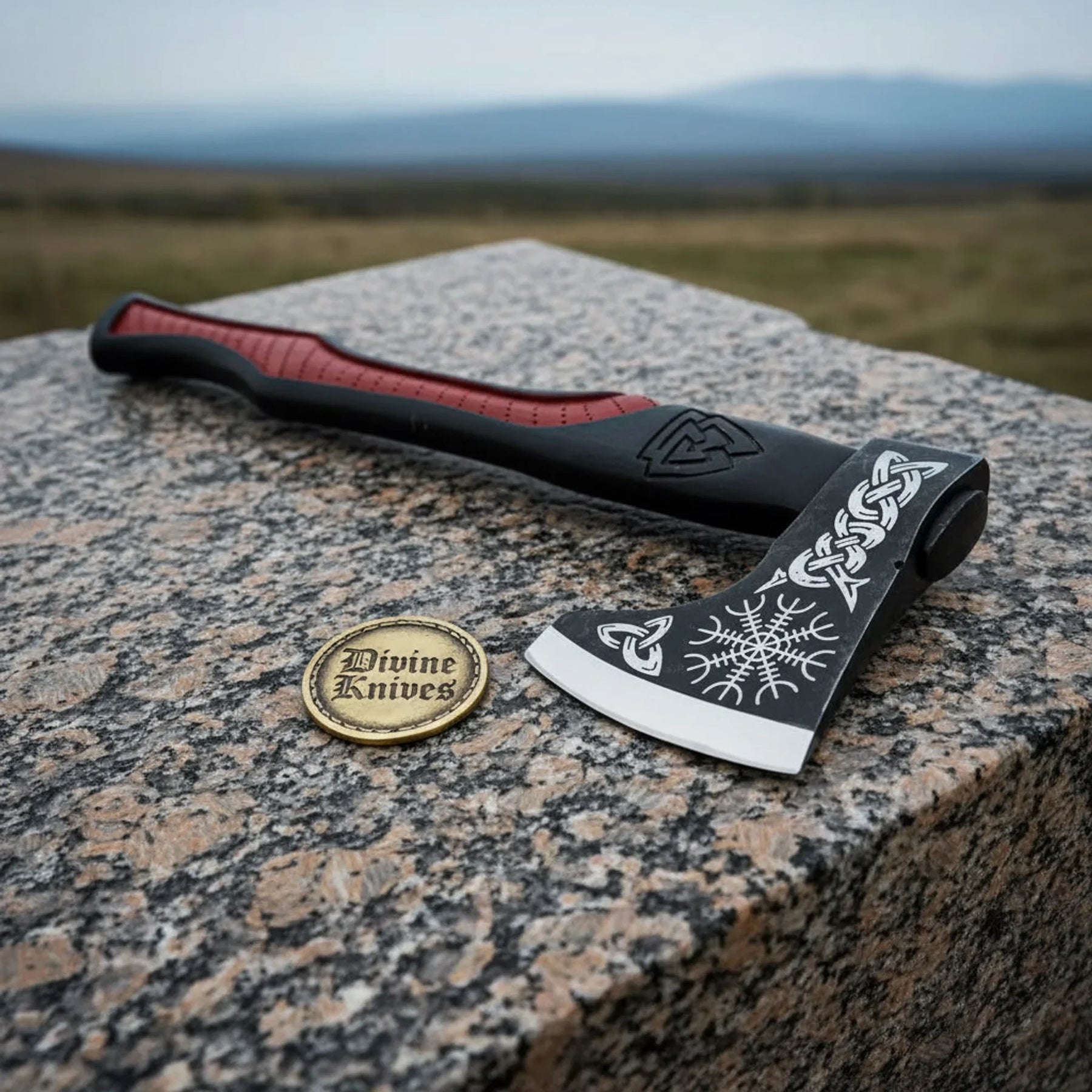 Skeggøx Set — Viking Axe with Hand-Engraved Runes by Divine Knives