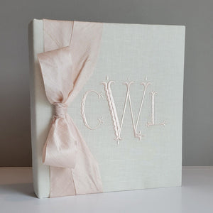 Baby Memory Book - Ivory Linen (w/ SILK Bow) by AP Creations in Tuscaloosa, paper gift detail photo 2