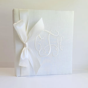 Baby Memory Book - Ivory Linen (w/ SATIN Bow) by AP Creations in Tuscaloosa, paper gift detail photo 3