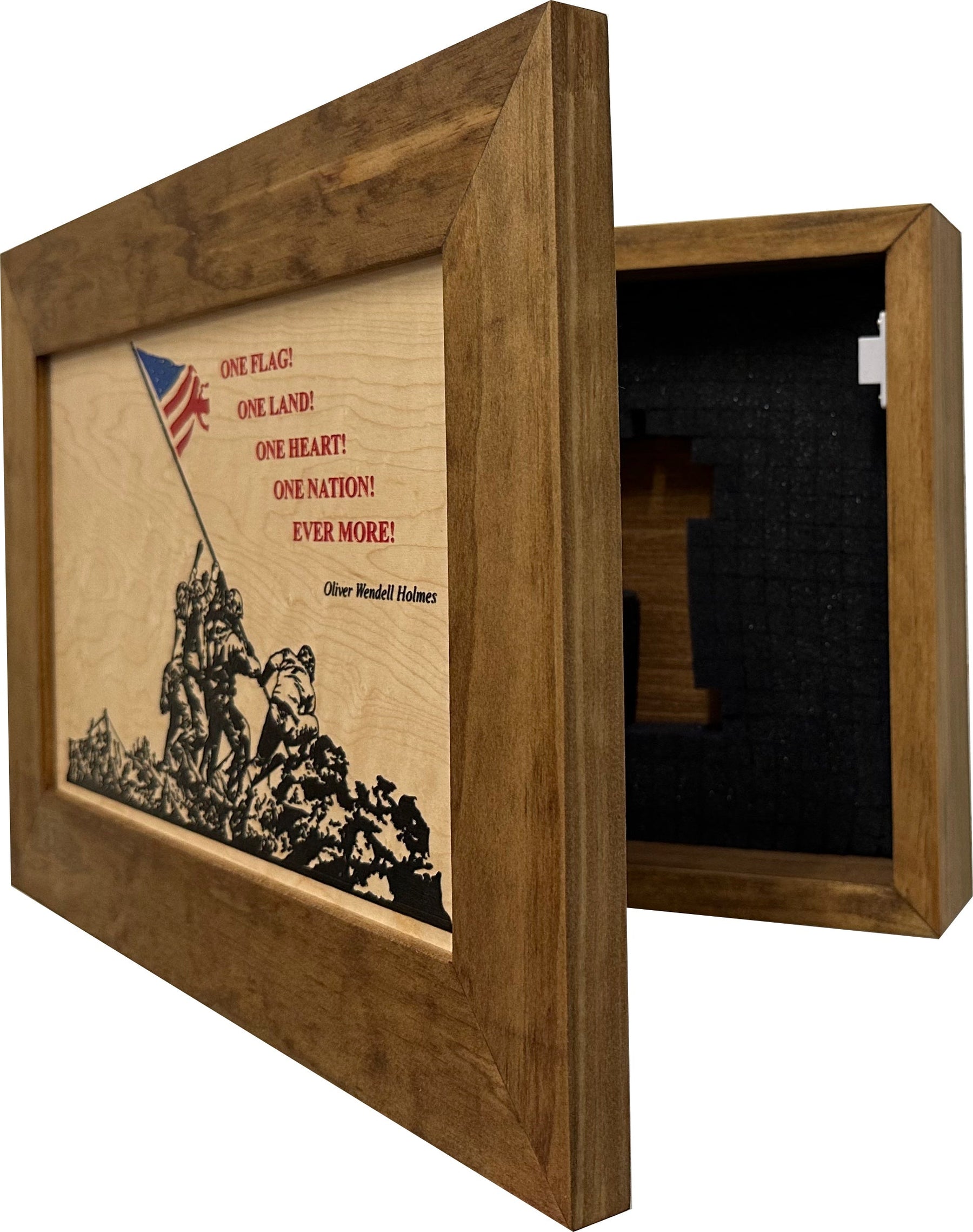 Iwo Jima Flag Raising Decorative Wall-Mounted Secure Gun Cabinet by Bellewood Designs, Southern home decor detail photo 4