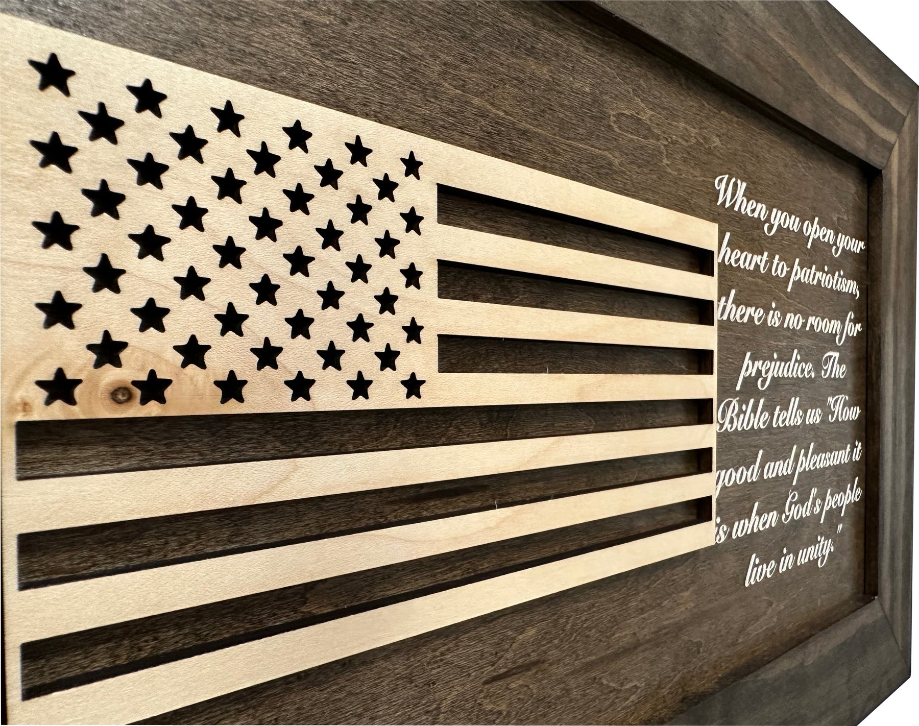 American Flag & Patriotism Decorative & Secure Wall-Mounted Gun Cabinet (Jacobean) by Bellewood Designs, Southern home decor detail photo 9