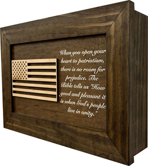 American Flag & Patriotism Decorative & Secure Wall-Mounted Gun Cabinet (Jacobean) by Bellewood Designs, Southern home decor detail photo 8