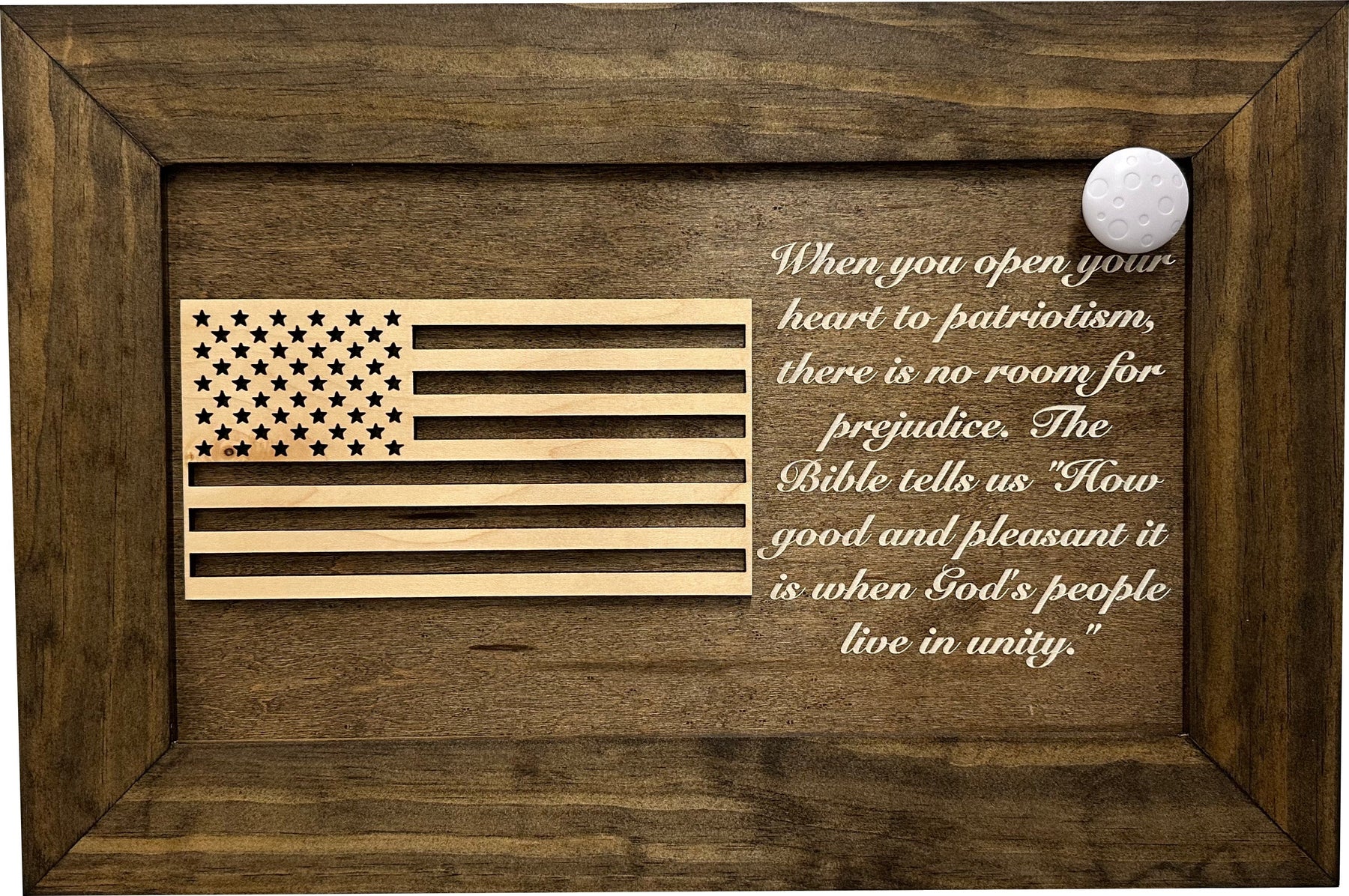 American Flag & Patriotism Decorative & Secure Wall-Mounted Gun Cabinet (Jacobean) by Bellewood Designs, Southern home decor detail photo 3