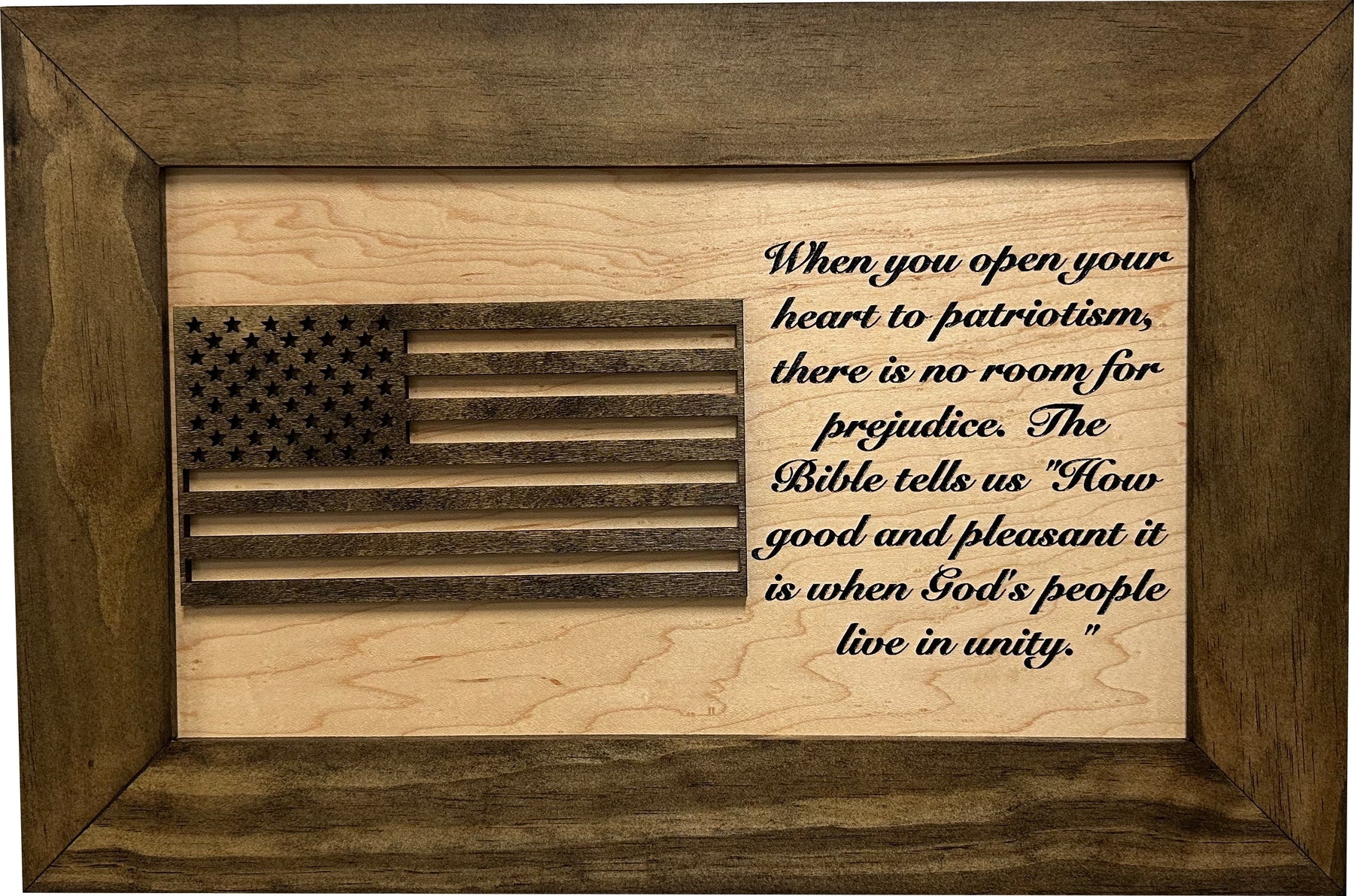 American Flag & Patriotism Decorative & Secure Wall-Mounted Gun Cabinet (Jacobean & Natural) by Bellewood Designs, Southern home decor detail photo 2