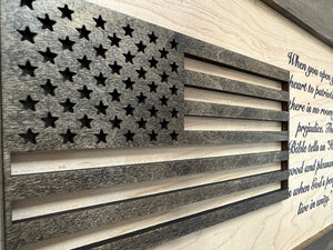 American Flag & Patriotism Decorative & Secure Wall-Mounted Gun Cabinet (Jacobean & Natural) by Bellewood Designs, Southern home decor detail photo 9