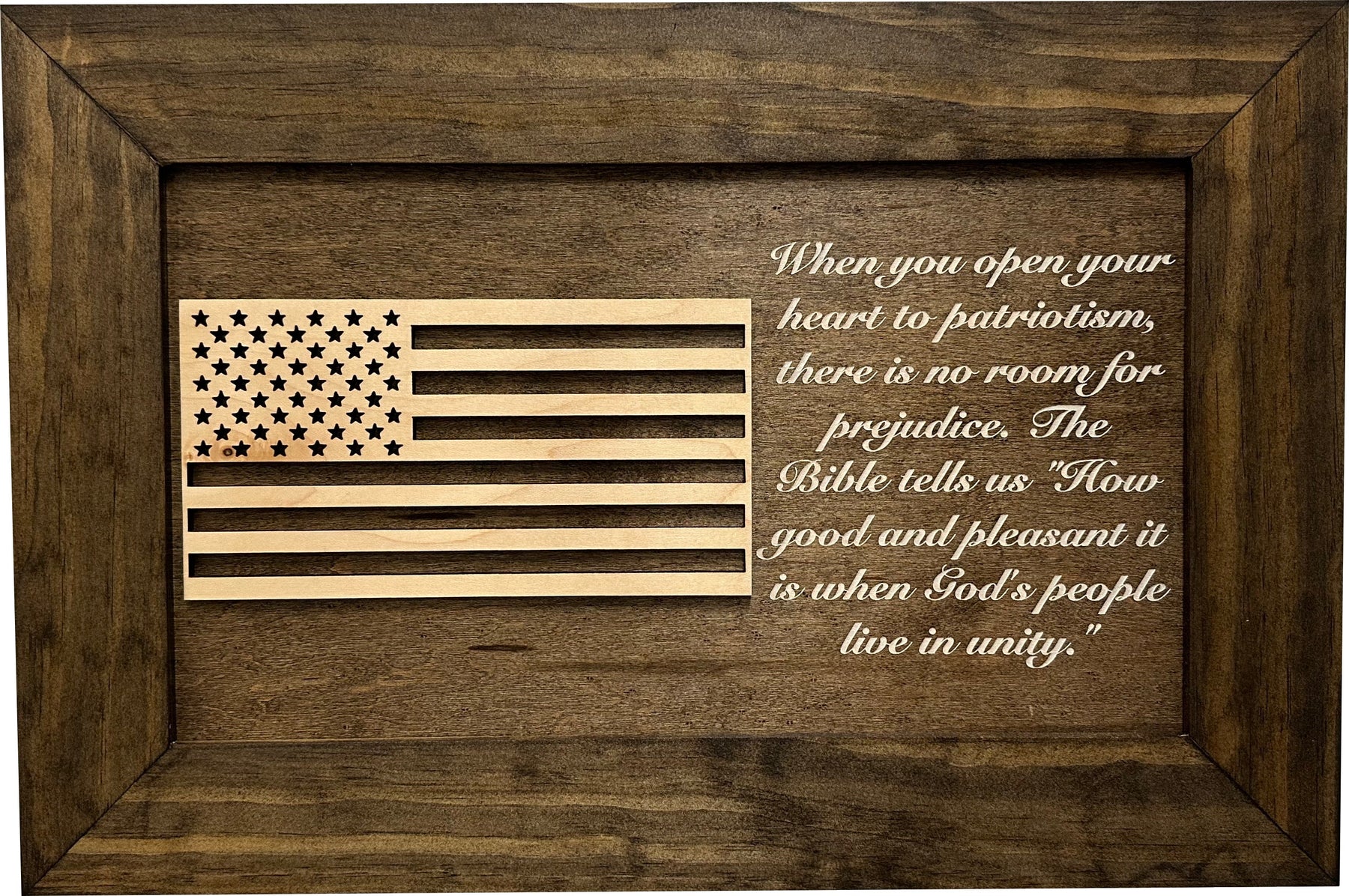American Flag & Patriotism Decorative & Secure Wall-Mounted Gun Cabinet (Jacobean & Natural) by Bellewood Designs, Southern home decor detail photo 10