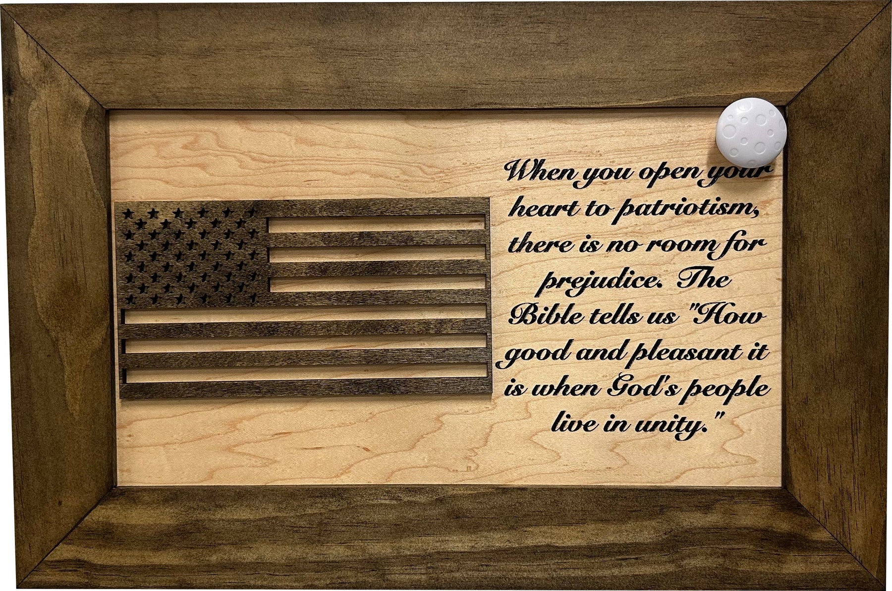American Flag & Patriotism Decorative & Secure Wall-Mounted Gun Cabinet (Jacobean & Natural) by Bellewood Designs, Southern home decor detail photo 3