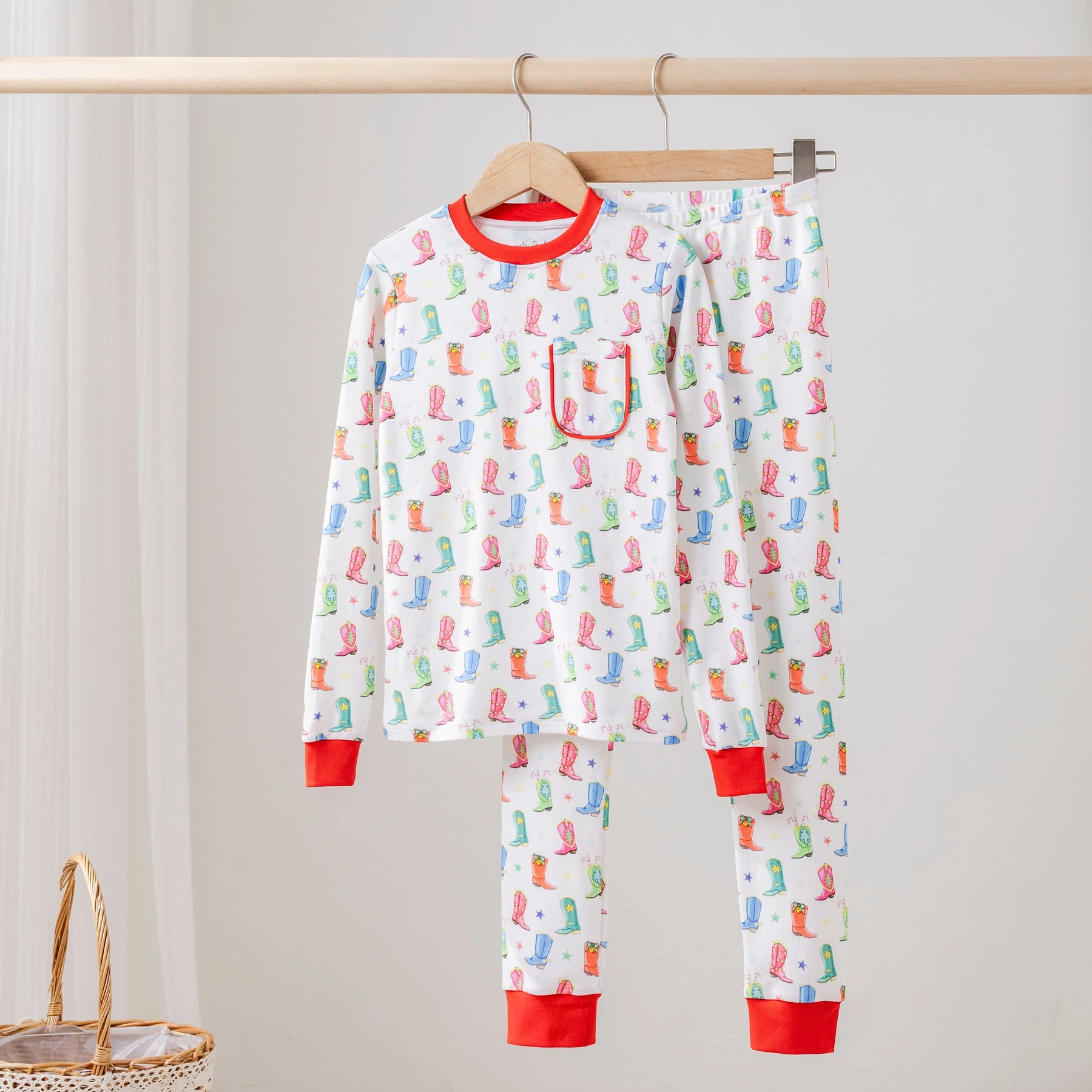 Jingle Boots Organic Cotton Kids Pajamas by Nola Tawk, Southern food gift main product photo