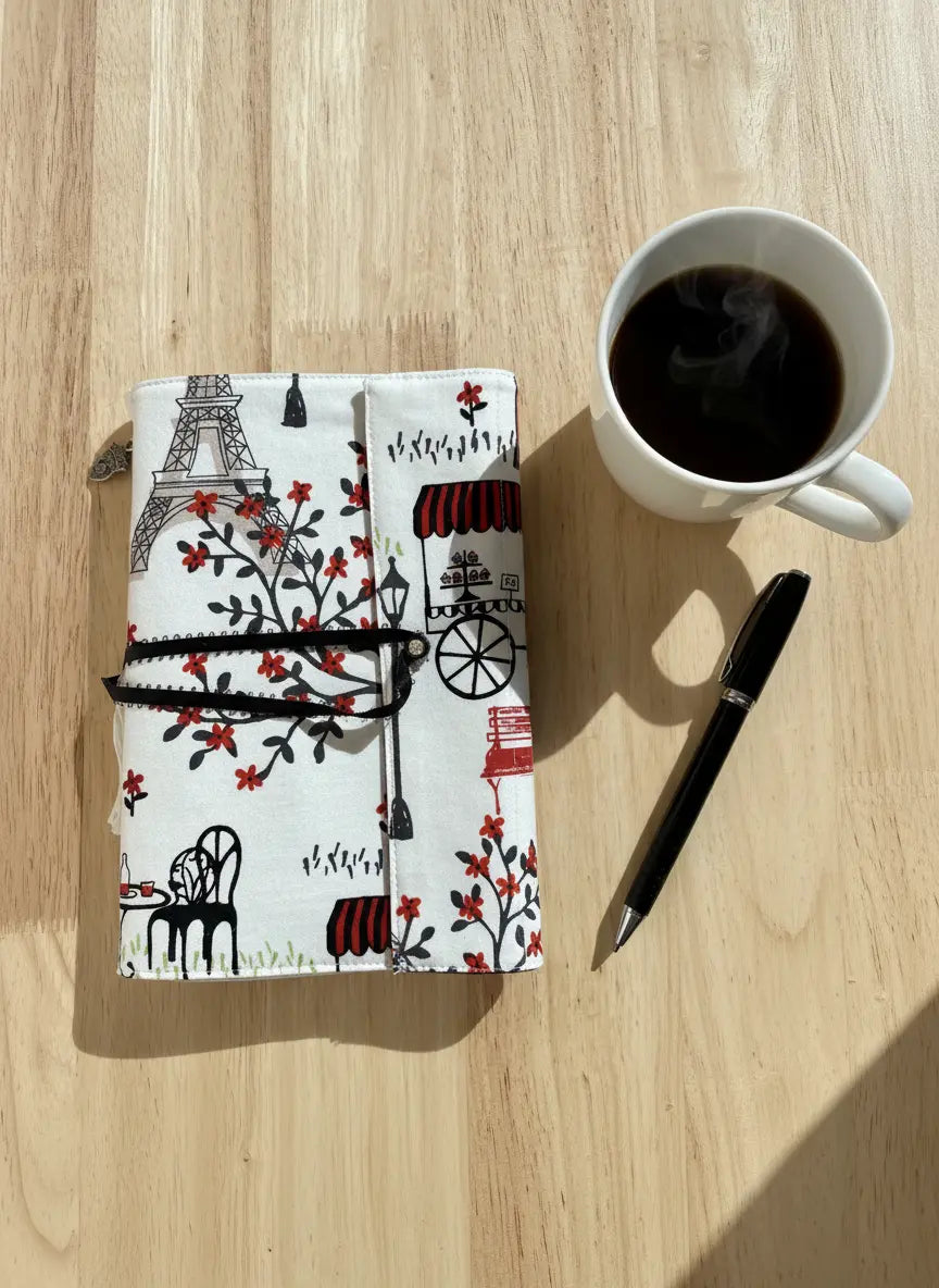 Handcrafted Paris Inspired Fabric Journal by Two Beachin' Sisters, paper gift main product photo